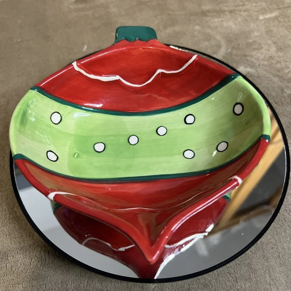 Den Craft Inc Christmas Ornament Candy Dish Ceramic